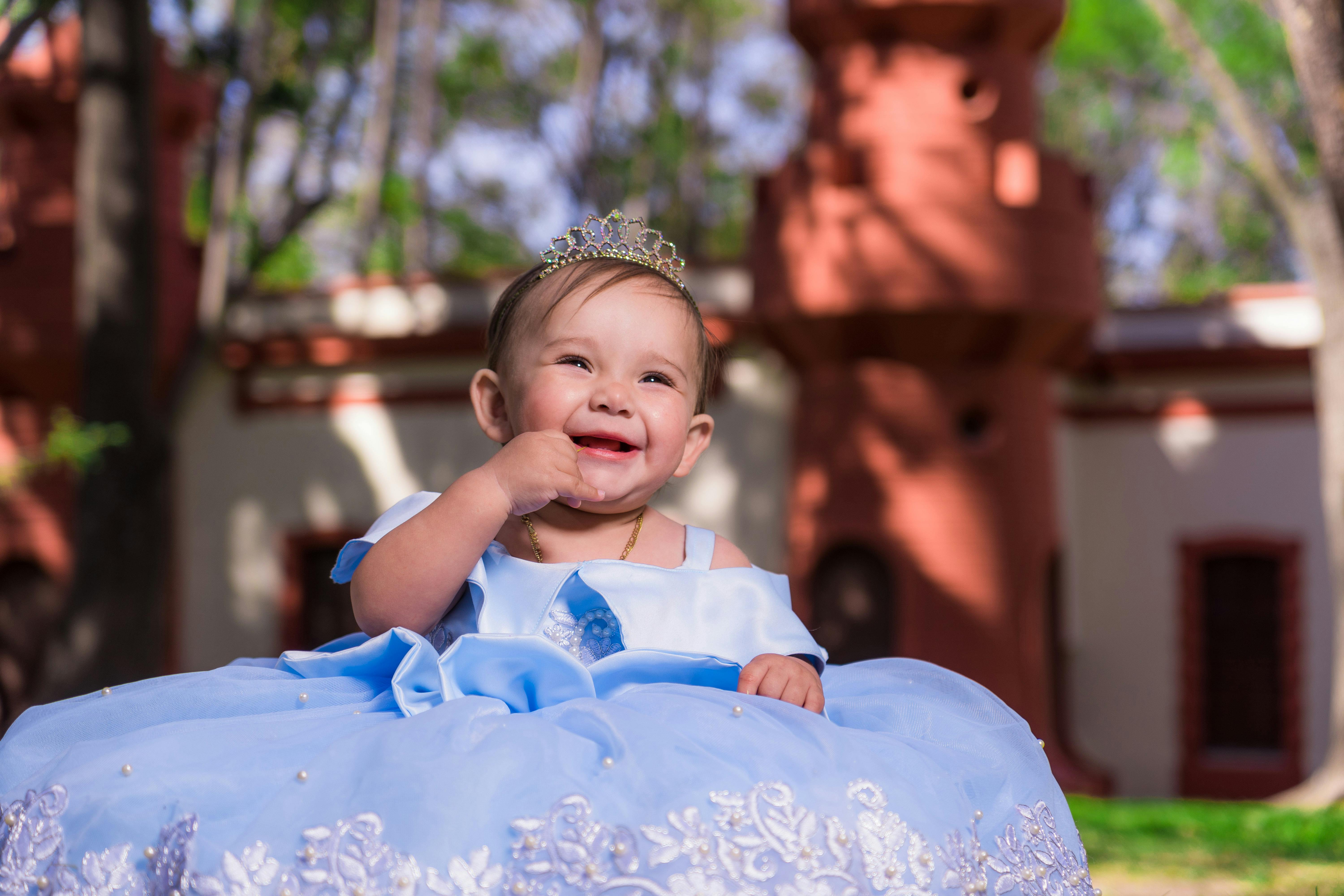 Blue Princess Baby Gown